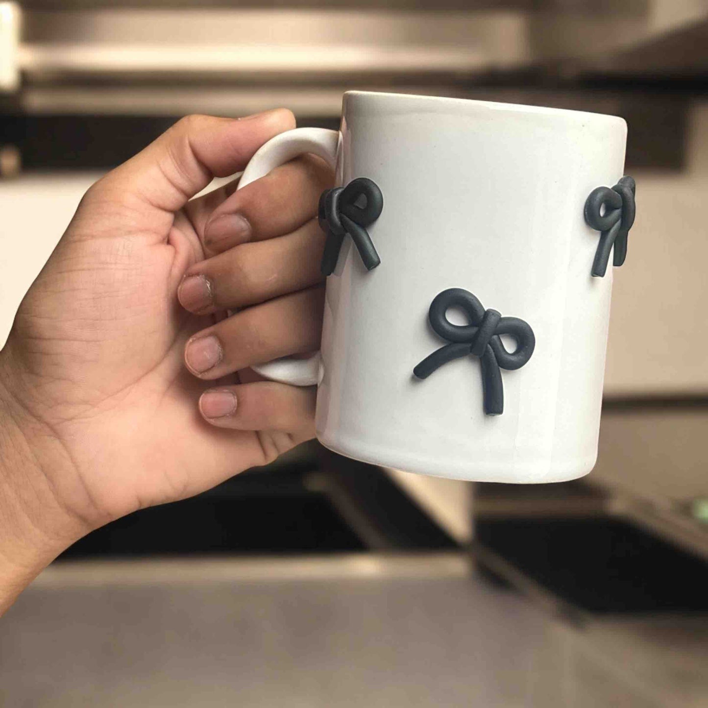 Mini black ribbon mug
