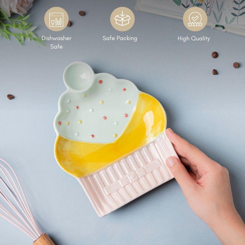 Ceramic cup cake snack plate or dessert plate