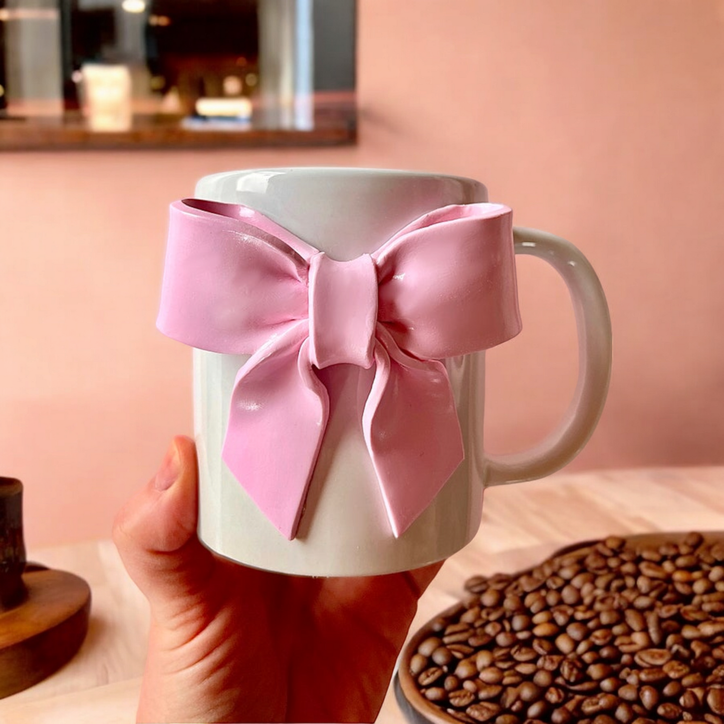 Light Pink Bow Ceramic Mug