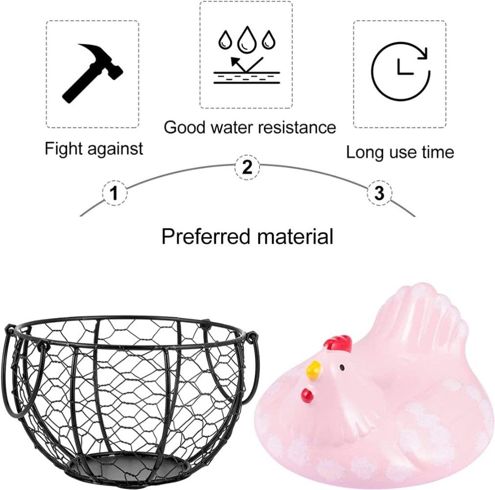 Storage Basket Egg Wire Cover Hen Shaped Iron Art Egg Tray Container Vegetable Egg Holder for Kitchen