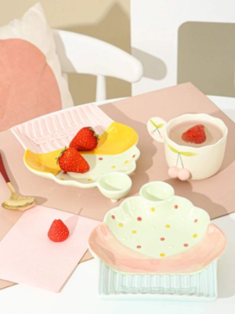 Ceramic cup cake snack plate or dessert plate