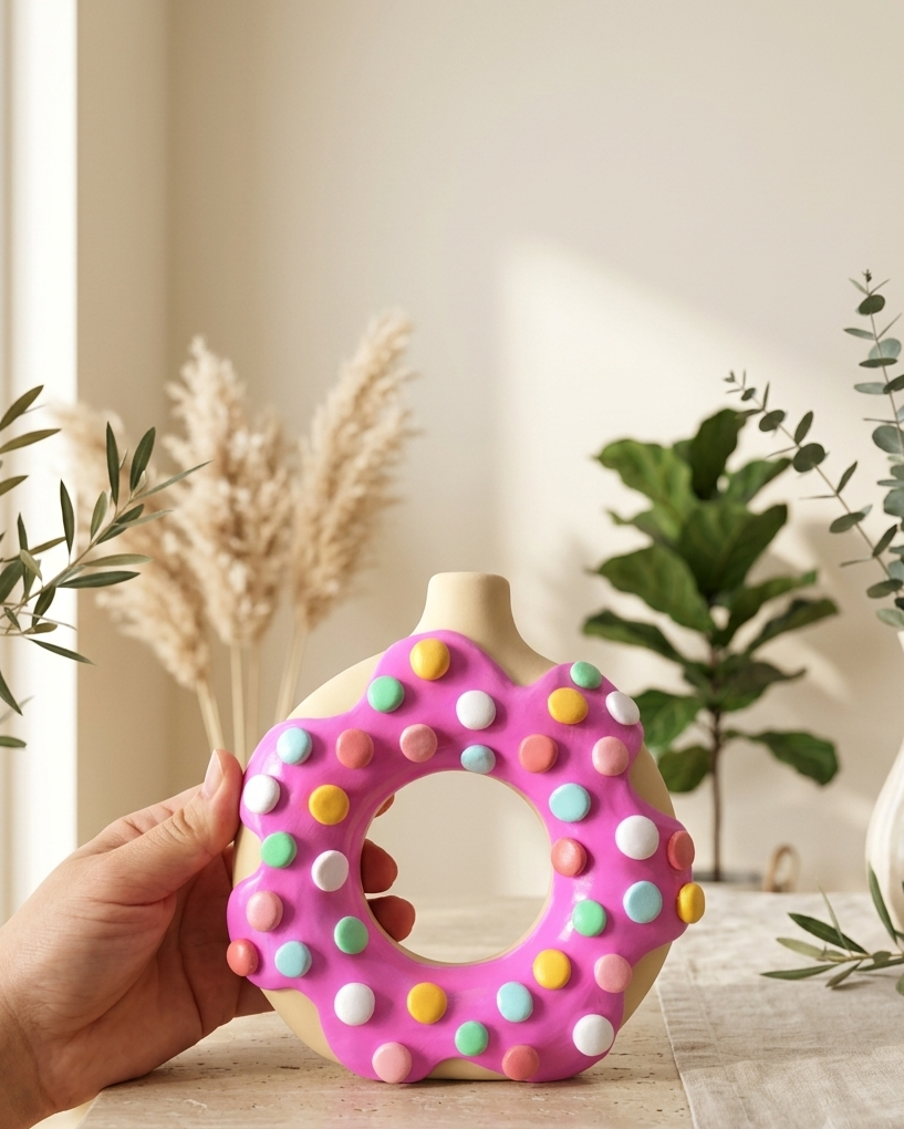 Cute Donut Ring Flower Vase