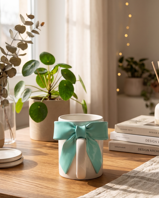Green bow mug