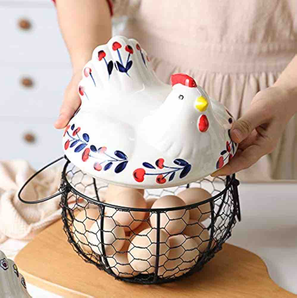 chicken egg basket decorative resin hen shaped egg holder