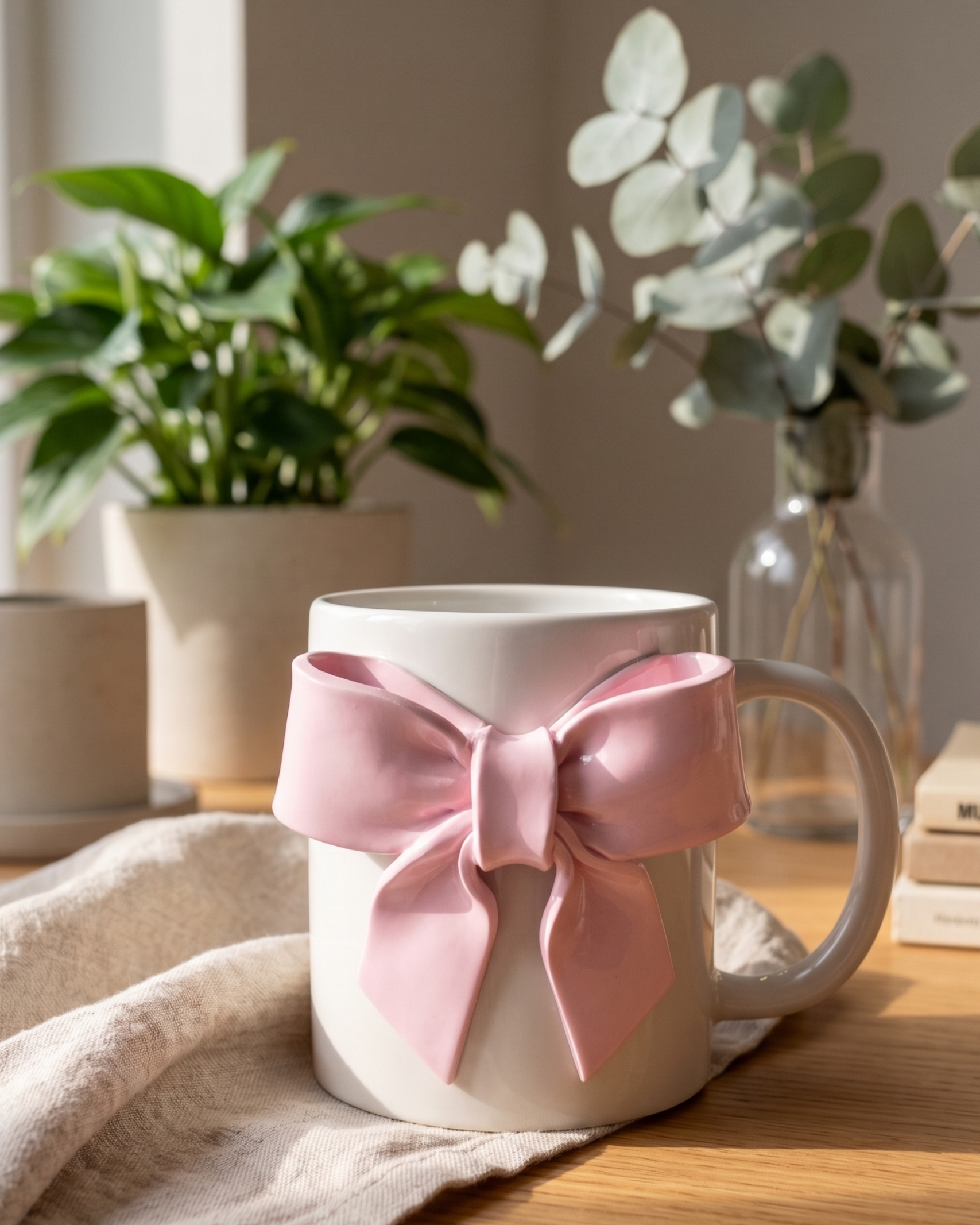 Pink bow mug