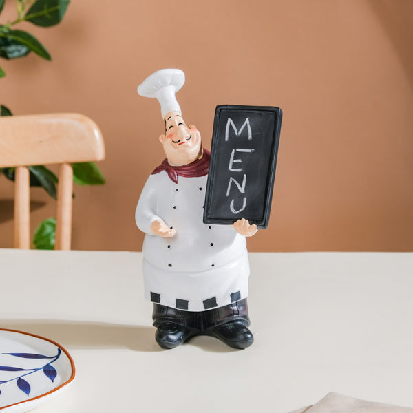 table chef resin showpiece with signboard