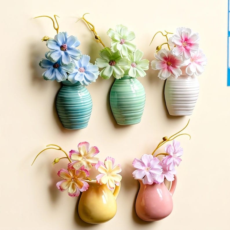 Pottery vase fridge magnet